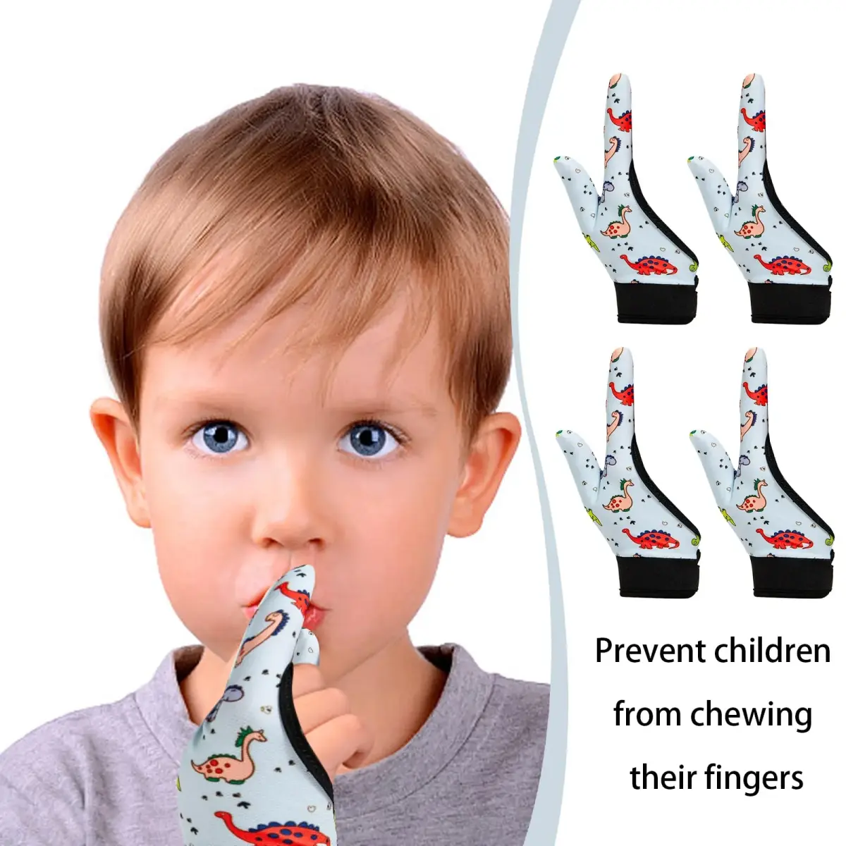 Yxmeiguo Thumb Sucking Guard Gloves for Kids Ages 5-12 | 2 Pairs, Colorful Dinosaur Pattern - view 3