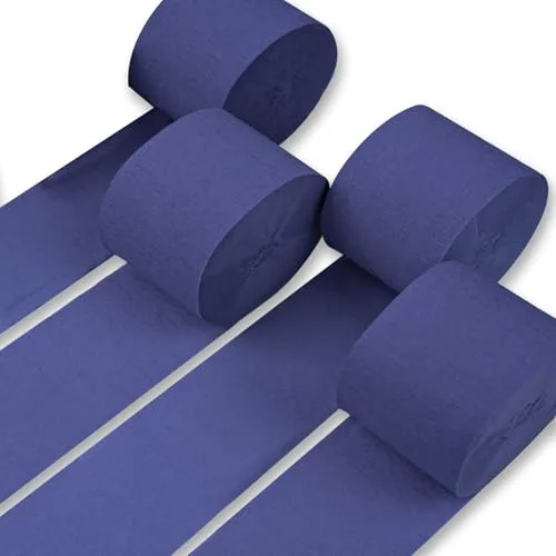 PartyWoo Crepe Paper Streamers Navy Blue, 4 Rolls 328ft Total | FSC-Certified Upgraded Material - main product image