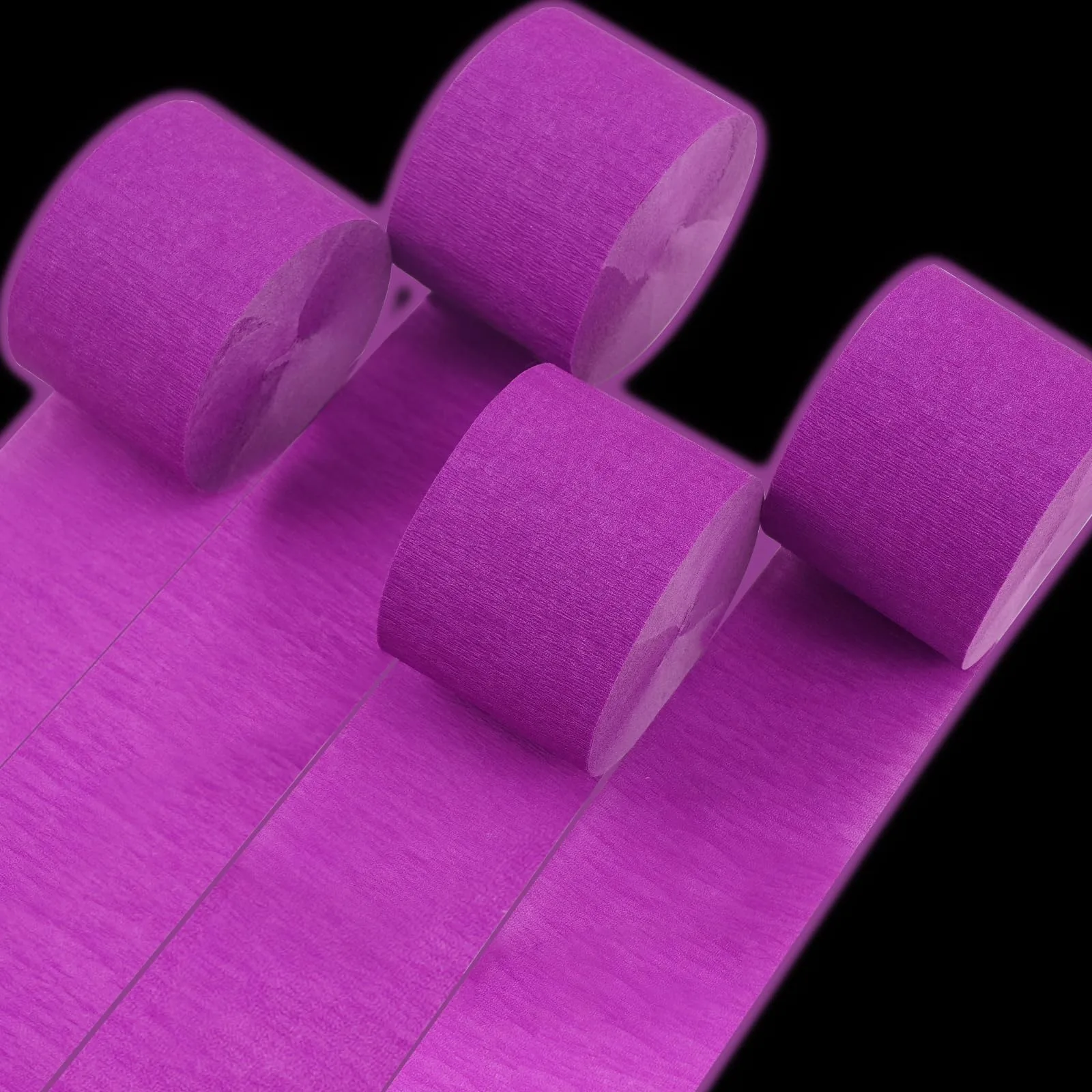 PartyWoo Purple Crepe Paper Streamers 4 Rolls | Neon Purple Party Decorations - main product image
