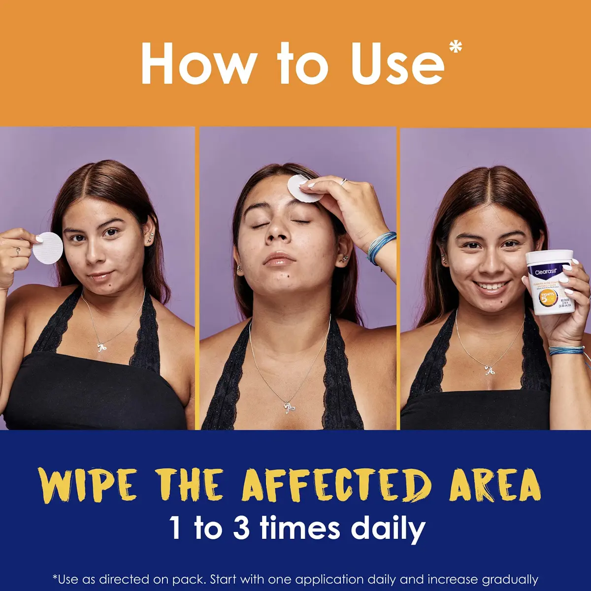 Clearasil Stubborn Acne Control 5in1 Daily Facial Cleansing Pads with Salicylic Acid 180 Count (Pack of 2) | Fights Pimple Size, Oil, and Marks - view 4