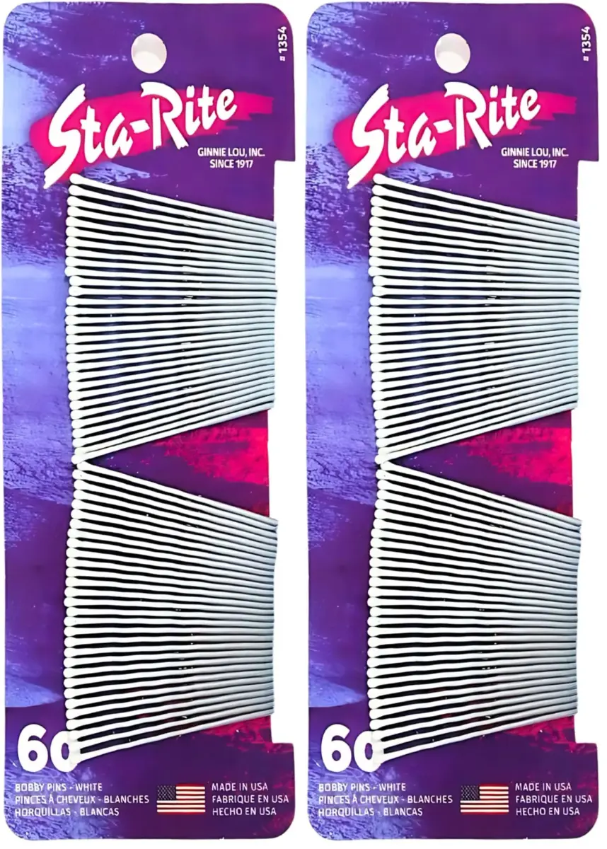 Sta-Rite White Bobby Pins - 120 Count (Pack of 2) | Secure Hold for All Hair Types - main product image