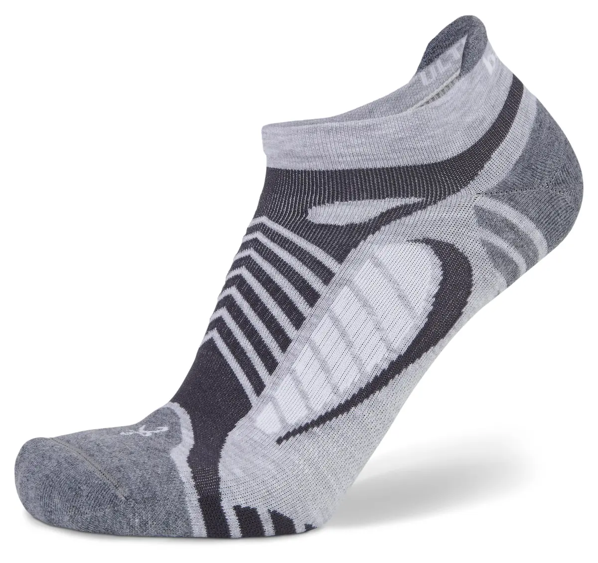 Balega Unisex Ultralight No Show Socks Grey/White S | Breathable, Moisture-Wicking Running Socks - main product image