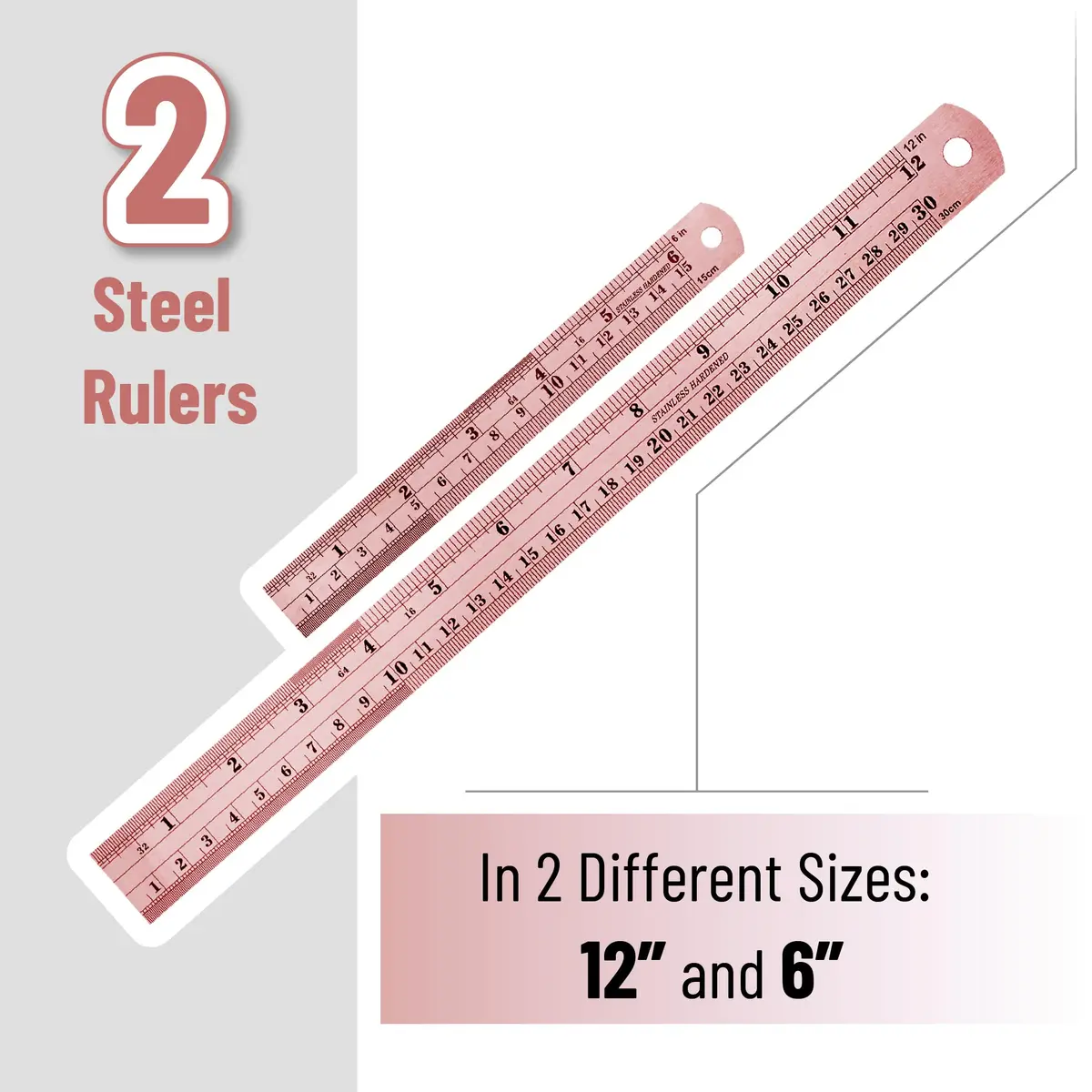 Mr. Pen- Metal Straight Edge Ruler, 2 Pack, 6" and 12" | Durable Stainless Steel, Precise Measurements - view 2