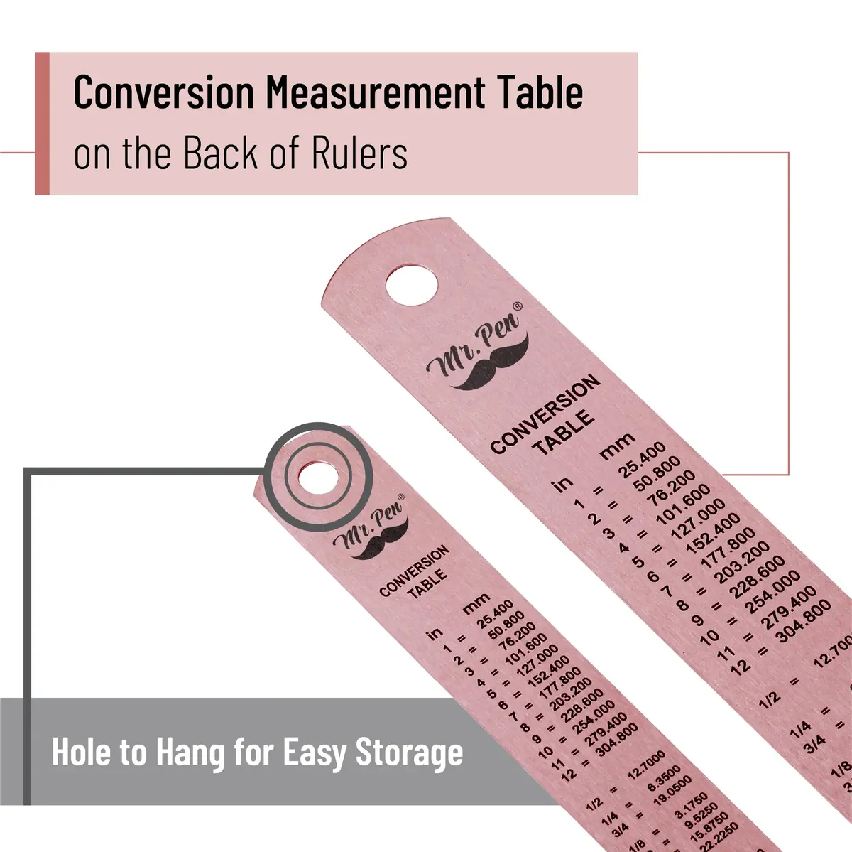 Mr. Pen- Metal Straight Edge Ruler, 2 Pack, 6" and 12" | Durable Stainless Steel, Precise Measurements - view 3