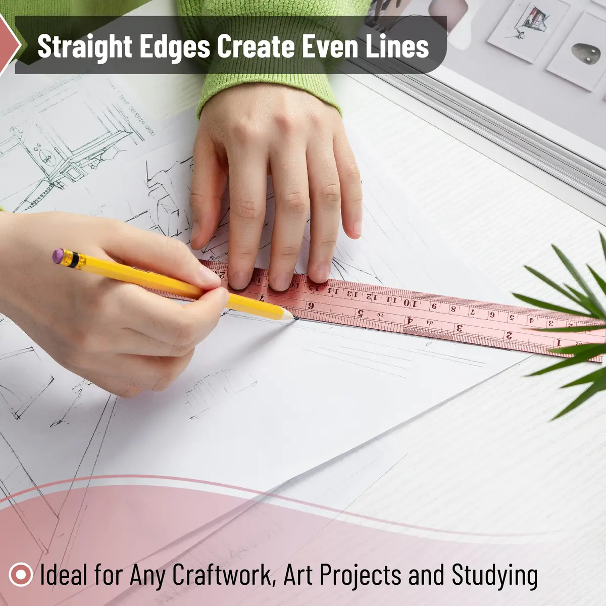 Mr. Pen- Metal Straight Edge Ruler, 2 Pack, 6" and 12" | Durable Stainless Steel, Precise Measurements - view 4