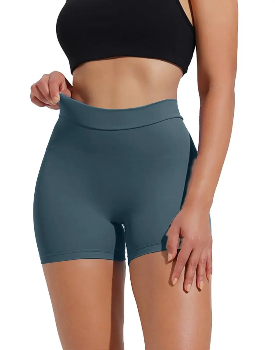 YWBIN Womens High Waisted Yoga Shorts | Butt Lifting, Navy Blue, 3.5-inch Inner Seam - view 2