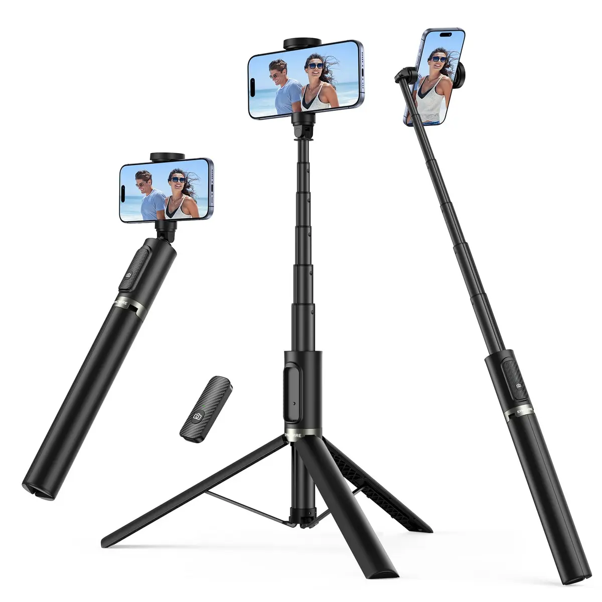 SYNCWIRE Selfie Stick Tripod 55" Aluminum Travel Phone Tripod with Remote for iPhone 17/16/15/14/13/12 Series and More Smartphones - main product image