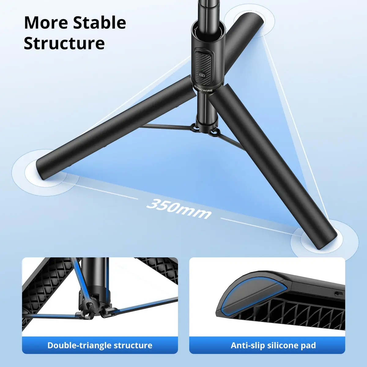 SYNCWIRE Selfie Stick Tripod 55" Aluminum Travel Phone Tripod with Remote for iPhone 17/16/15/14/13/12 Series and More Smartphones - view 5