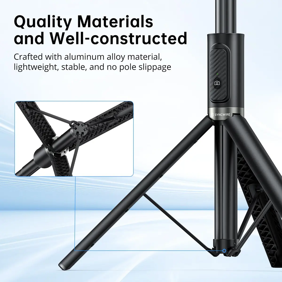 SYNCWIRE Selfie Stick Tripod 55" Aluminum Travel Phone Tripod with Remote for iPhone 17/16/15/14/13/12 Series and More Smartphones - view 2