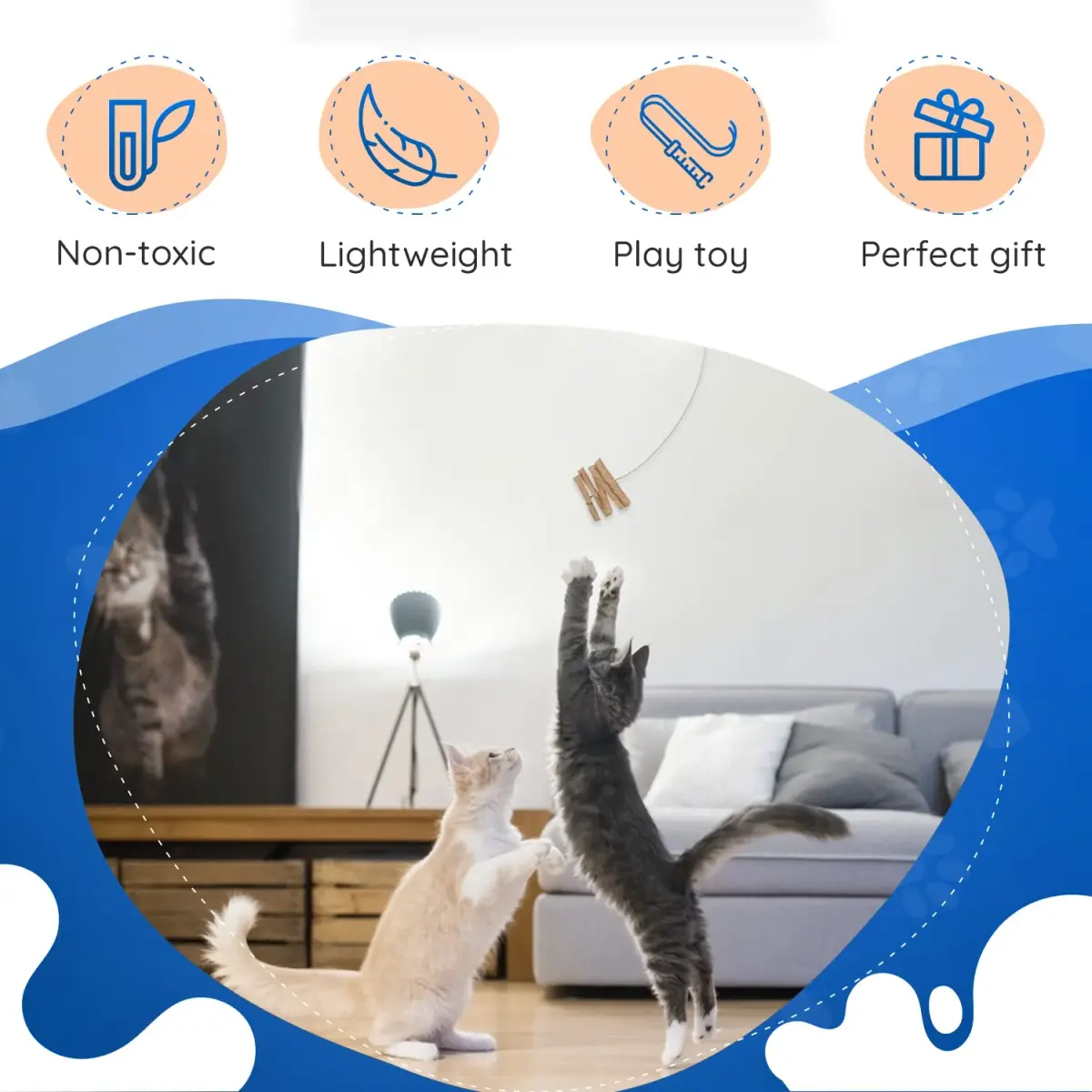 Cat Dancer Interactive Cat Toy 2-Pack | Engaging Paper Roll on 30-Inch Steel Wire for Playful Cats - view 8
