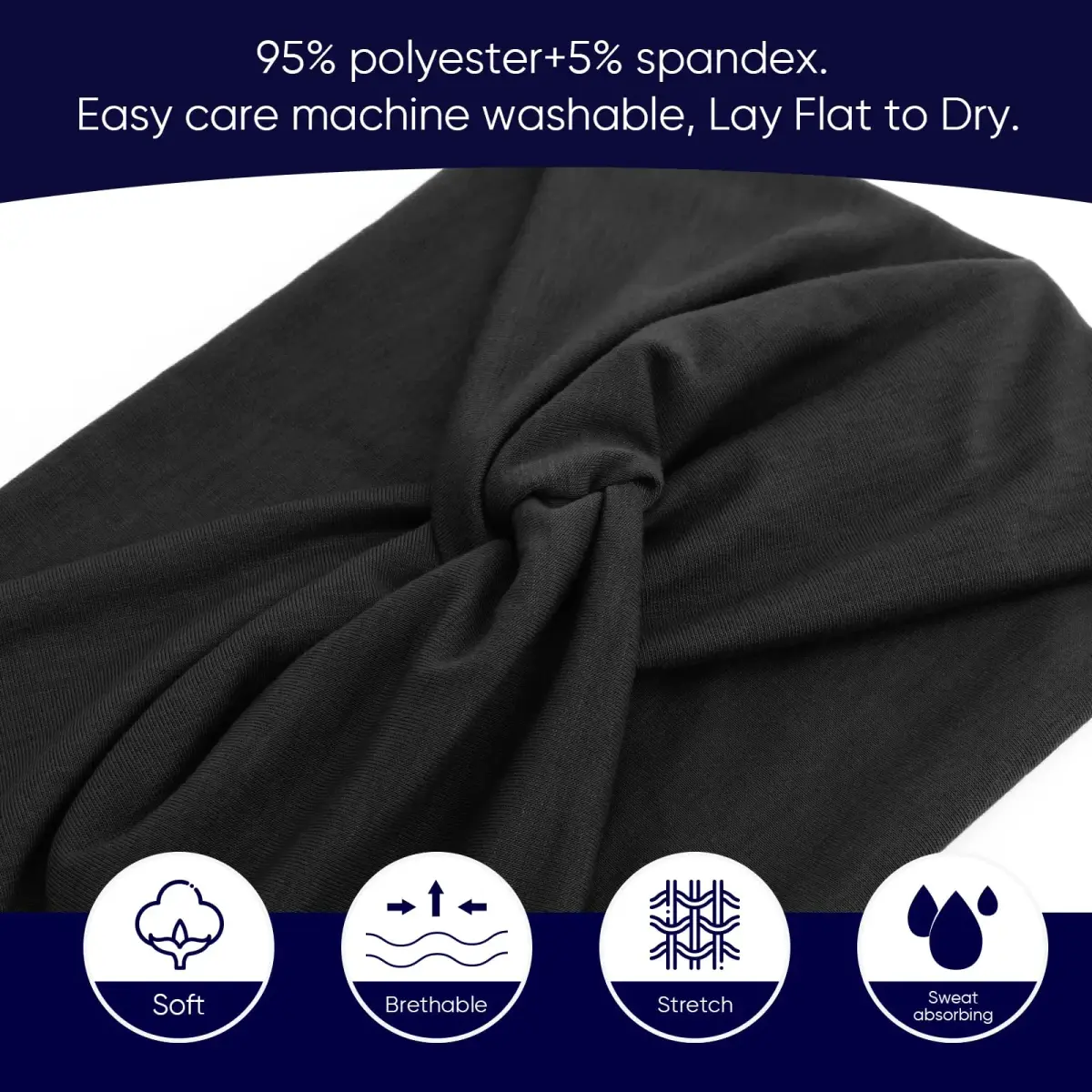 AQOKKA Extra Wide Turban Headbands for Women Large Non Slip Boho Elastic Hairband Twisted Knot Accessories | 4 Count (Pack of 1) - view 3