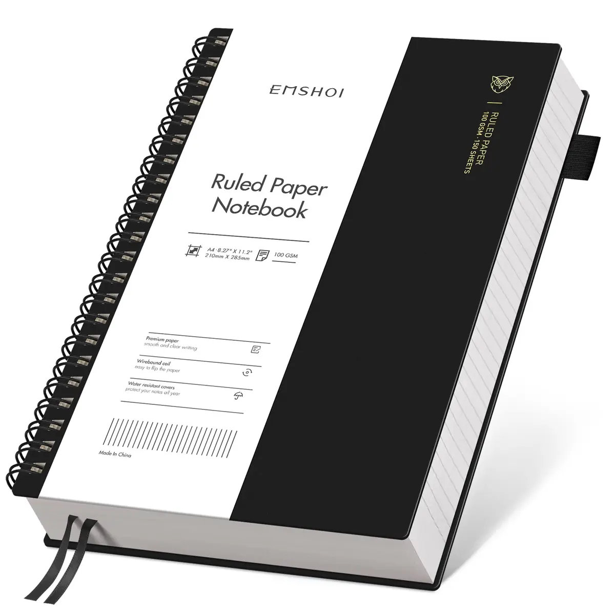 EMSHOI Lined Spiral Journal Notebook A4 Size 300 Pages (21.8cm x 28.7cm) | College Ruled Paper for Students & Professionals - main product image