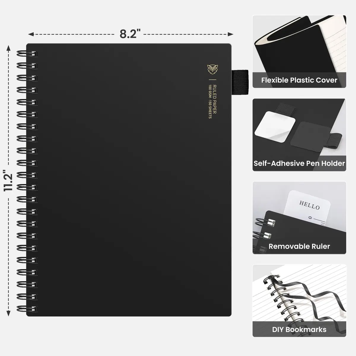EMSHOI Lined Spiral Journal Notebook A4 Size 300 Pages (21.8cm x 28.7cm) | College Ruled Paper for Students & Professionals - view 5