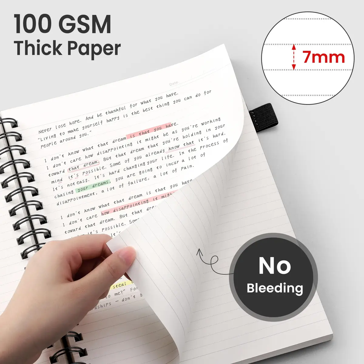 EMSHOI Lined Spiral Journal Notebook A4 Size 300 Pages (21.8cm x 28.7cm) | College Ruled Paper for Students & Professionals - view 2