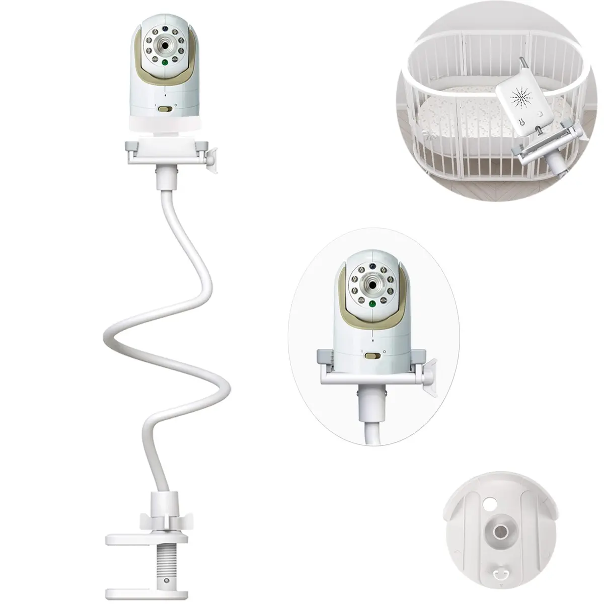 Derebir Flexible Baby Camera Mount Holder for Infant Optics DXR-8/DXR-8 PRO, 85 cm (33.4 inch) | Secure Crib Clamp for Clear Viewing - main product image