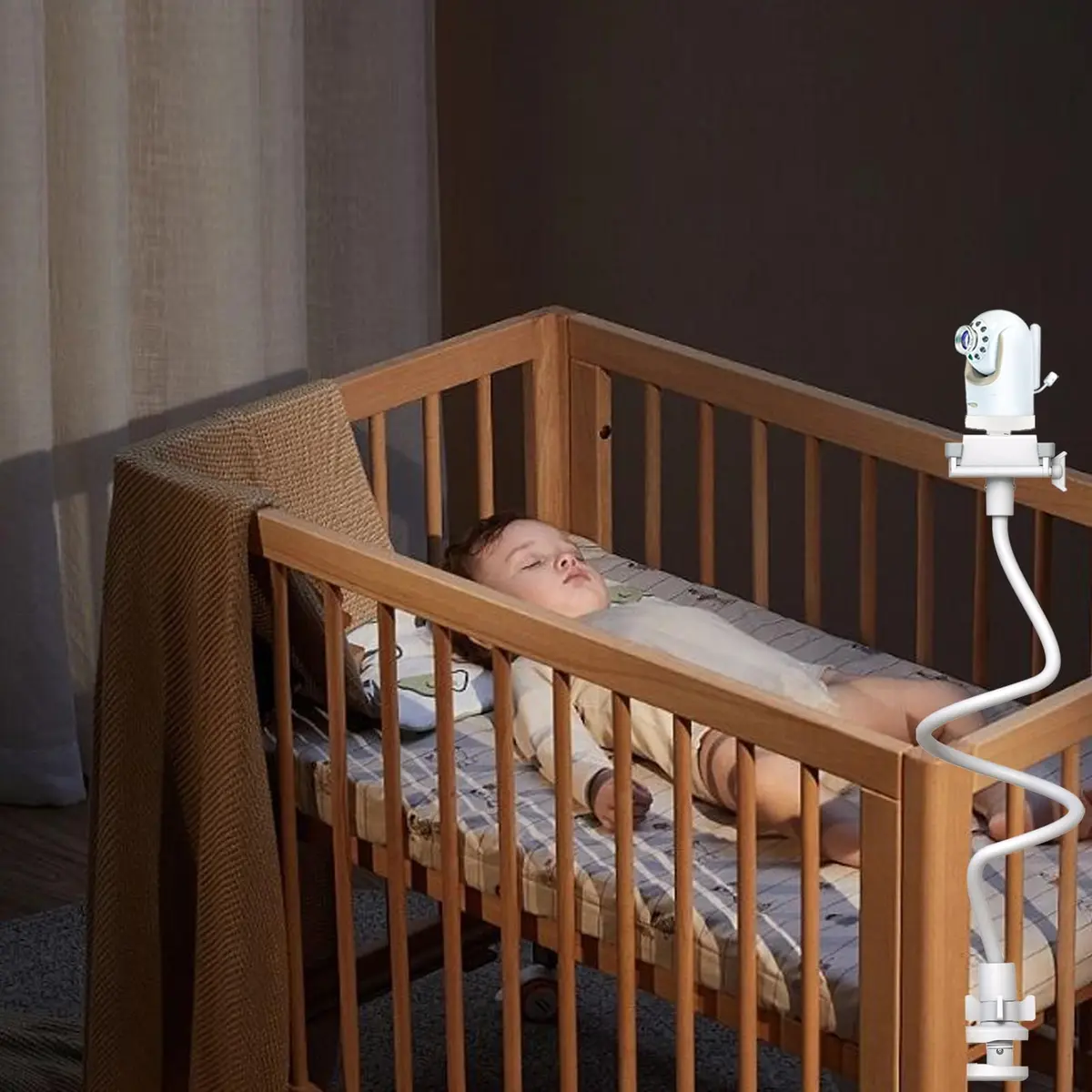 Derebir Flexible Baby Camera Mount Holder for Infant Optics DXR-8/DXR-8 PRO, 85 cm (33.4 inch) | Secure Crib Clamp for Clear Viewing - view 3