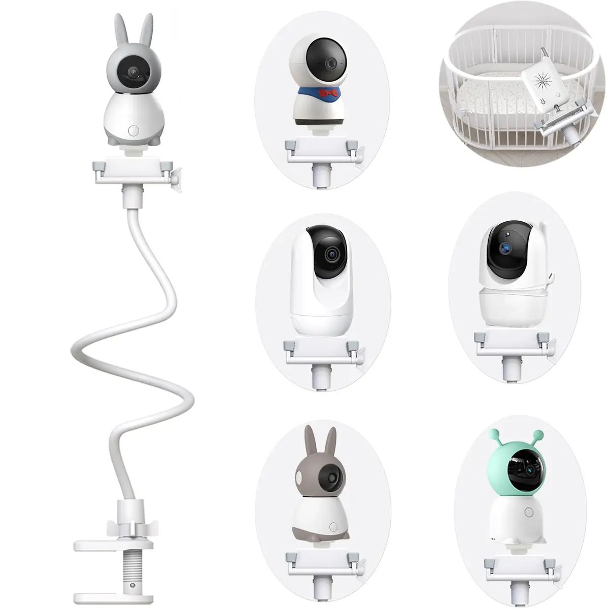 Derebir Flexible Baby Monitor Mount Stand 85.7 cm (33.75 inches) | Secure Crib Clamp for Clearer Views - main product image