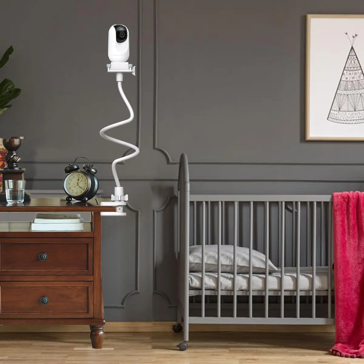 Derebir Flexible Baby Monitor Mount Stand 85.7 cm (33.75 inches) | Secure Crib Clamp for Clearer Views - view 6