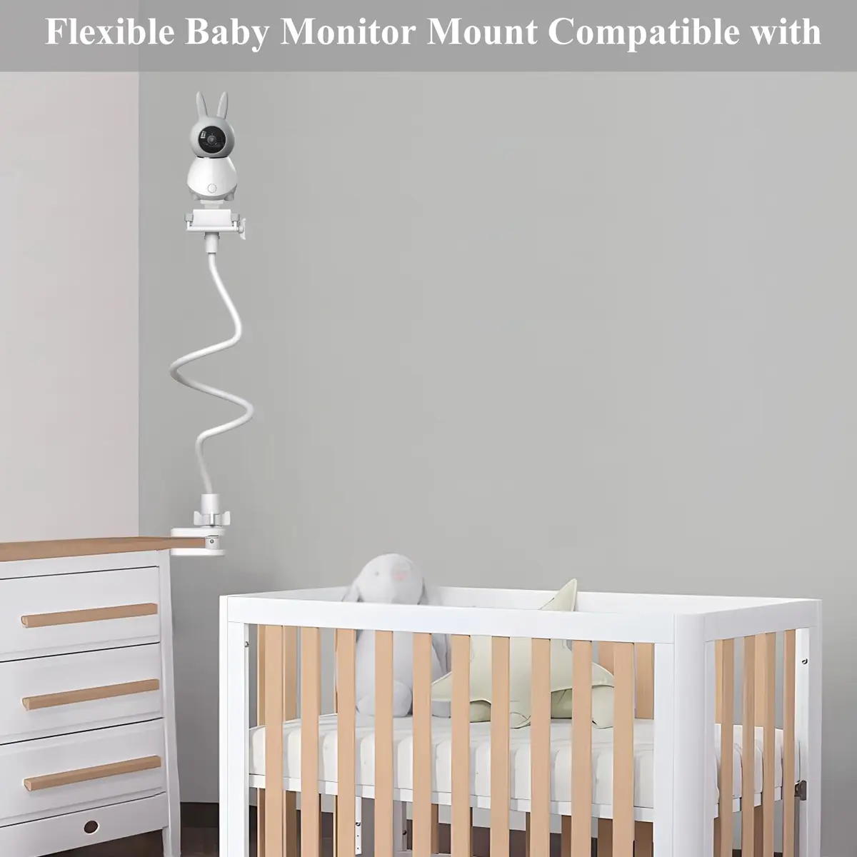 Derebir Flexible Baby Monitor Mount Stand 85.7 cm (33.75 inches) | Secure Crib Clamp for Clearer Views - view 7