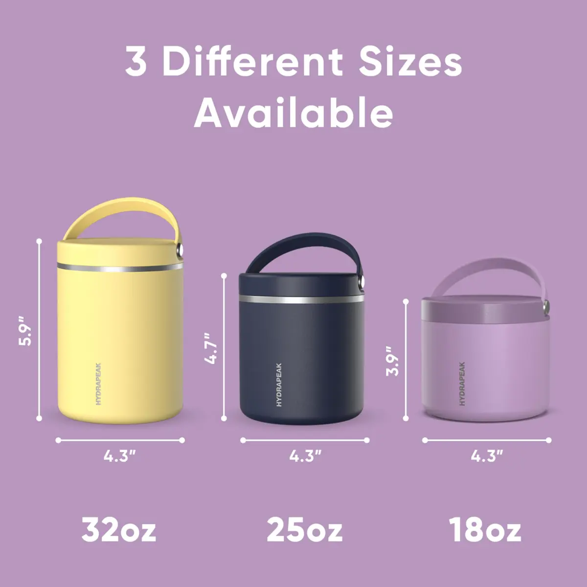 Hydrapeak 18oz Stainless Steel Vacuum Insulated Food Jar | 532ml (18 Fl Oz) Hot & Cold Food Container - view 5