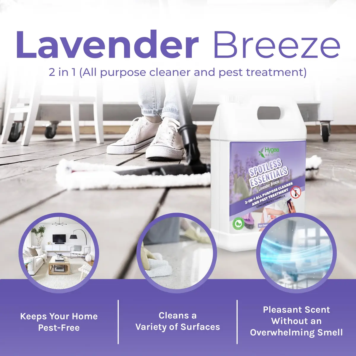 Hygea Natural Spotless Essentials Bed Bug Concentrate & Cleaner Lavender | Natural Pest & Surface Cleaner 128 Fl Oz - view 2
