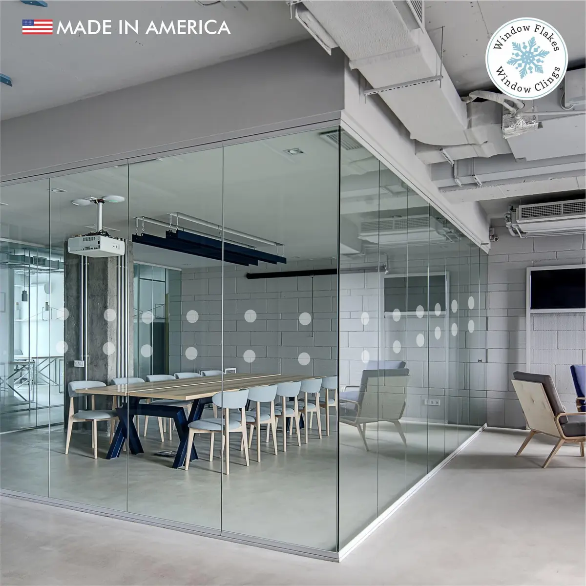 Window Flakes Etched Glass Safety Stickers - 2 Inch Frosted Round Decals (66 pcs) | Prevent Bird Strikes & Accidents - view 4