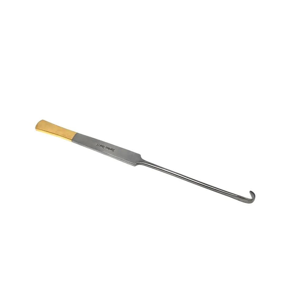 HIGH TECH INSTRUMENTS Snook Hook 8" Veterinary Surgical Instruments Gold Handle Ends | Stainless Steel, Reusable, Autoclavable - main product image