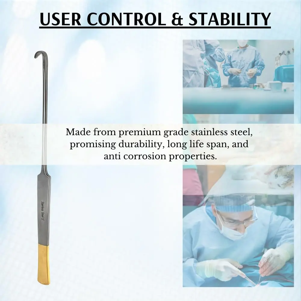 HIGH TECH INSTRUMENTS Snook Hook 8" Veterinary Surgical Instruments Gold Handle Ends | Stainless Steel, Reusable, Autoclavable - view 5