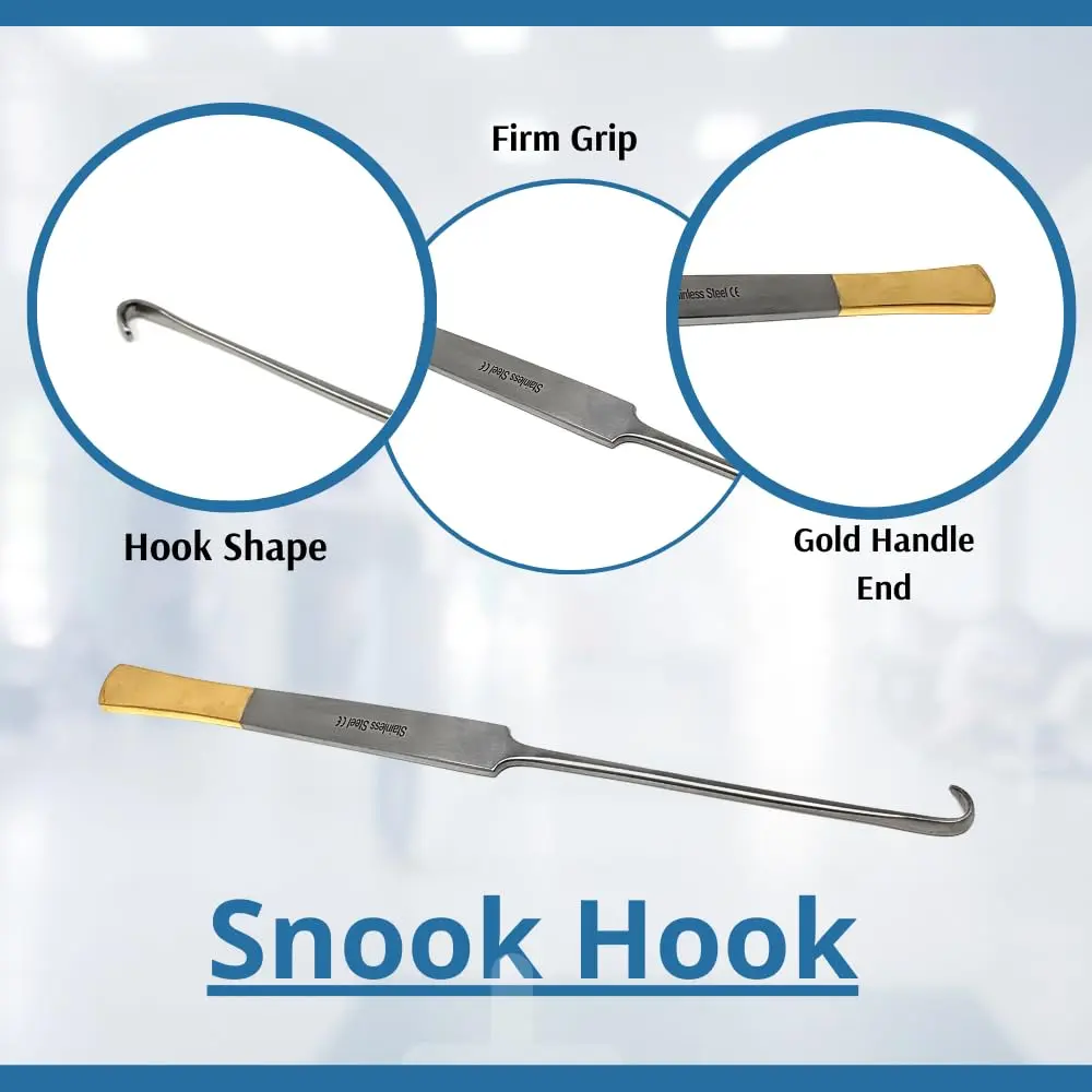 HIGH TECH INSTRUMENTS Snook Hook 8" Veterinary Surgical Instruments Gold Handle Ends | Stainless Steel, Reusable, Autoclavable - view 2