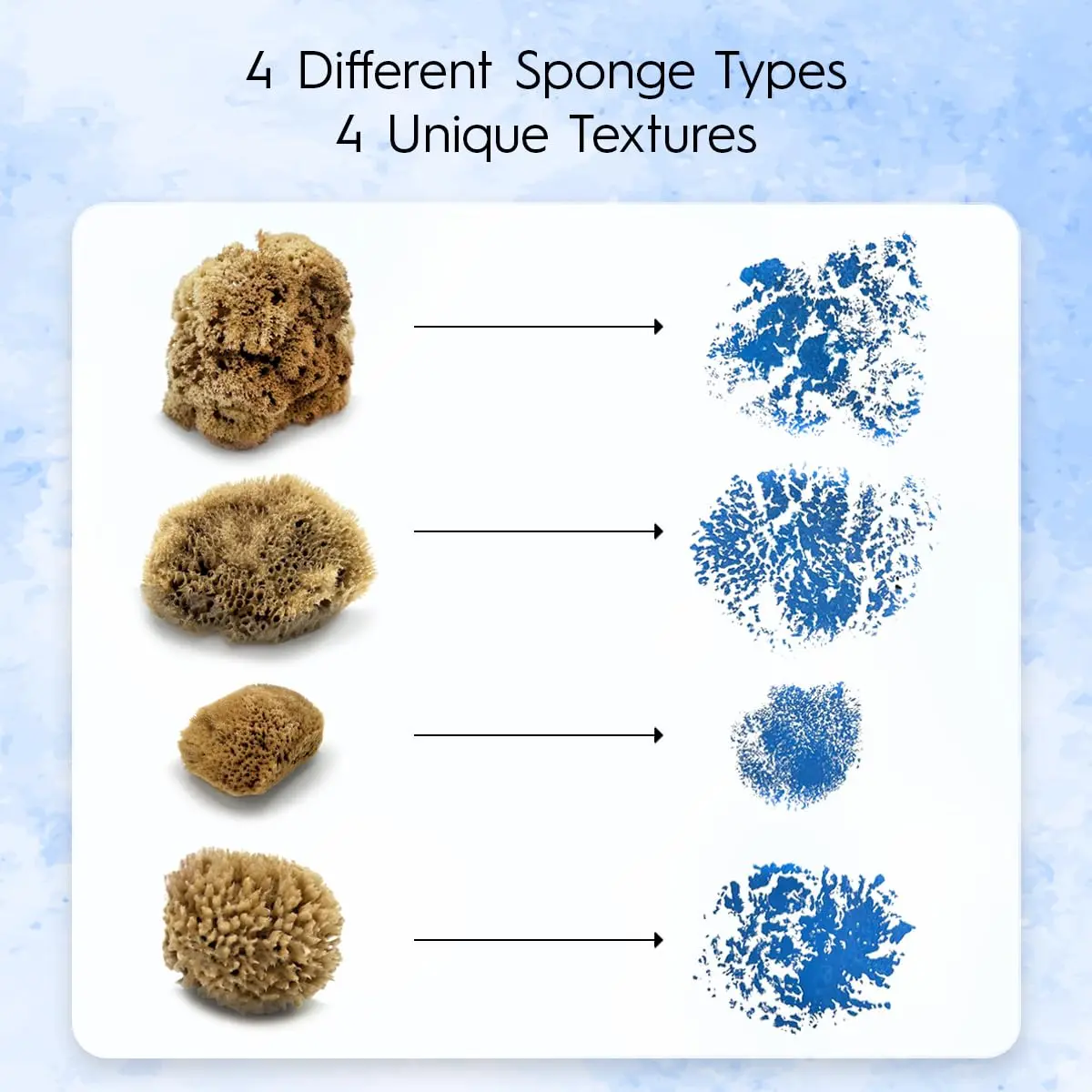 Naroa Artist Natural Sea Sponges for Painting 4 Pack | Unique Tool Set Unbleached | Great for Artists & Children | Acrylic, Watercolor, Marbling, Texturing, Pottery, Ceramics - view 2