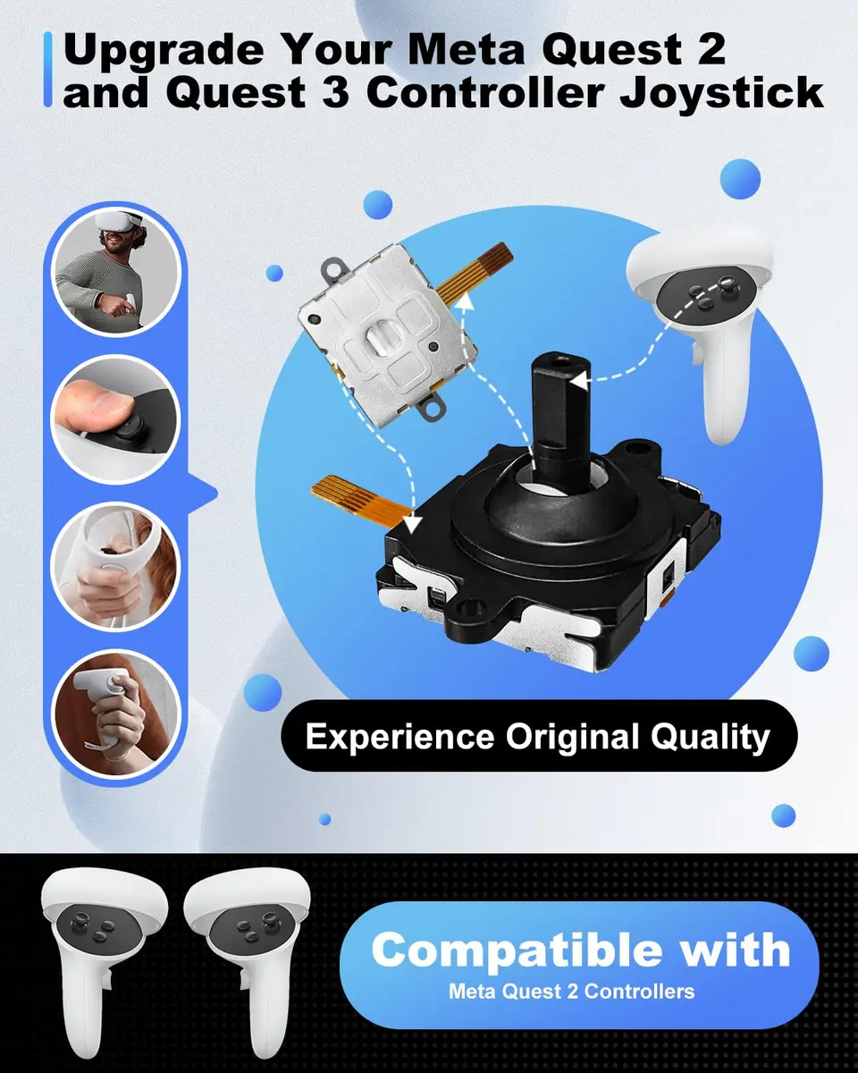 OLCLSS Joystick Replacement Kit for Oculus Quest 2/3 Controllers | 13-in-1 Repair Set - view 2