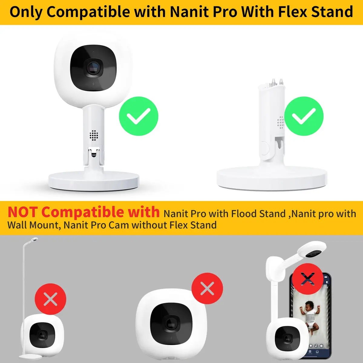 iTODOS Baby Monitor Mount Compatible with Nanit Pro & Flex Stand 8in Flexible Arm | Portable & Sturdy - view 2