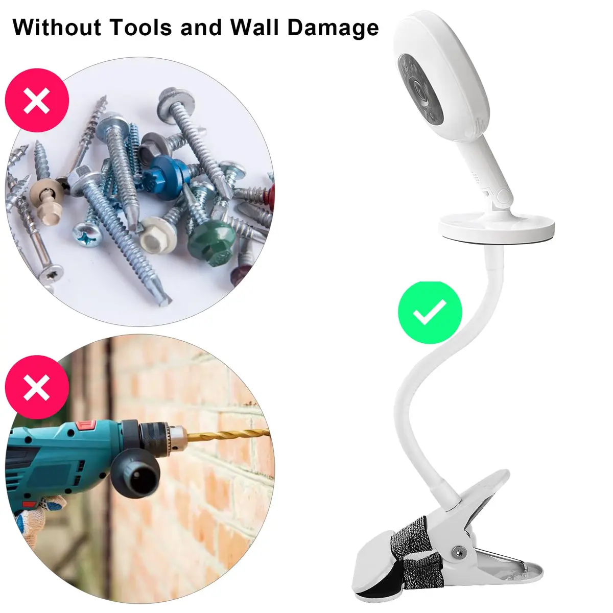 iTODOS Baby Monitor Mount Compatible with Nanit Pro & Flex Stand 8in Flexible Arm | Portable & Sturdy - view 3