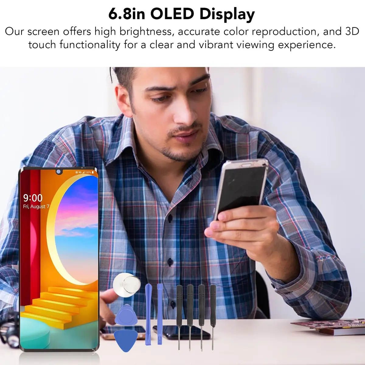 Diyeeni Velvet 5G G9 Screen Replacement 6.8in | 3D Touch Digitizer with Fingerprint - view 3