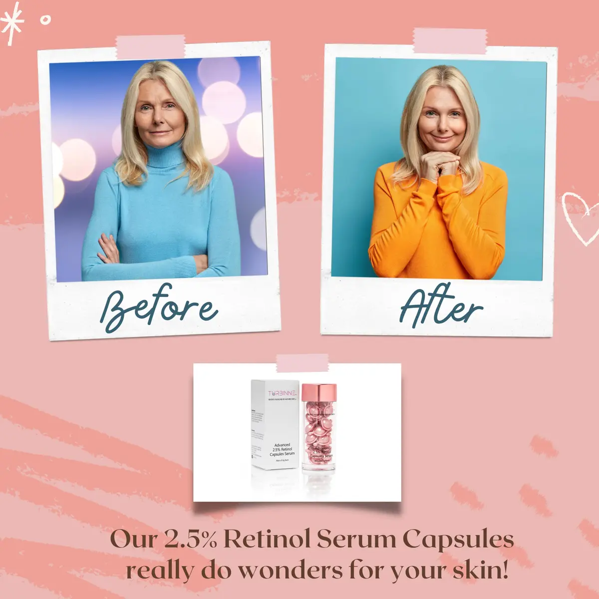 TURBINNE 2.5% Retinol Serum Capsules for Face | Anti-Aging, Brightening & Hydration, 60 Capsules - view 2