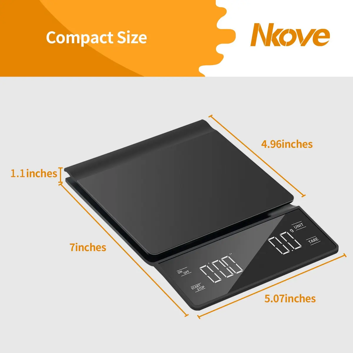 Nkove Digital Coffee Scale with Timer, 0.1g Precision, 3kg Capacity | Compact & Accurate for Home & Cafe - view 4