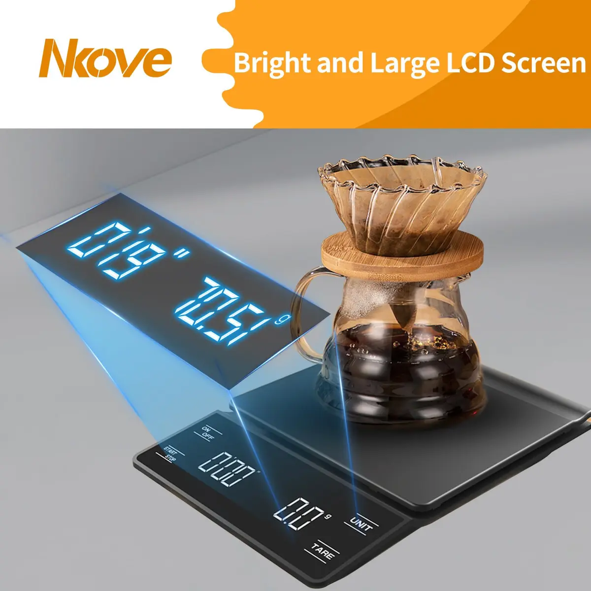 Nkove Digital Coffee Scale with Timer, 0.1g Precision, 3kg Capacity | Compact & Accurate for Home & Cafe - view 6