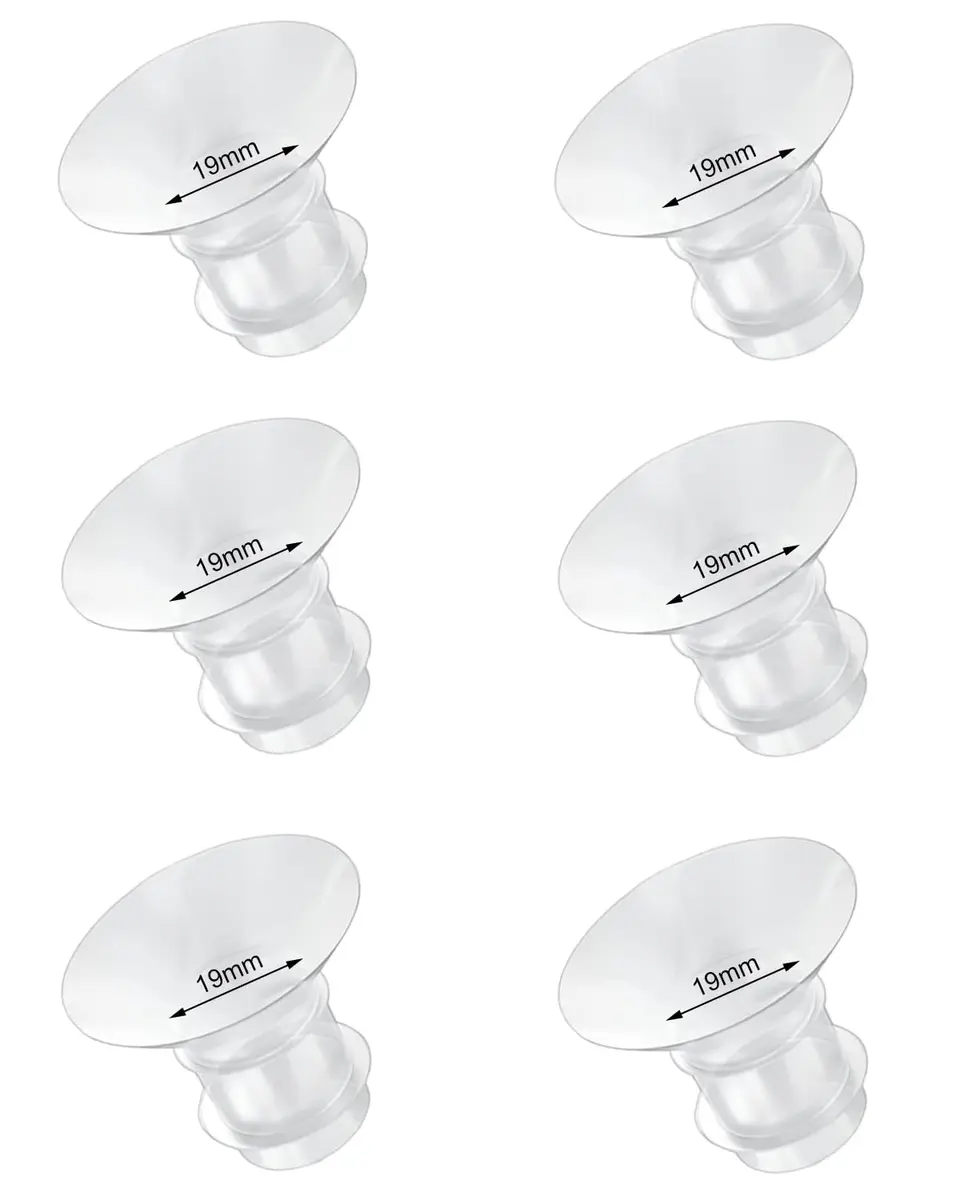 IVARONAL Flange Inserts 19mm | Compatible with Most Breast Pumps, Reduce Tunnel to Correct Size, Food-Grade Silicone, 6PCS - main product image