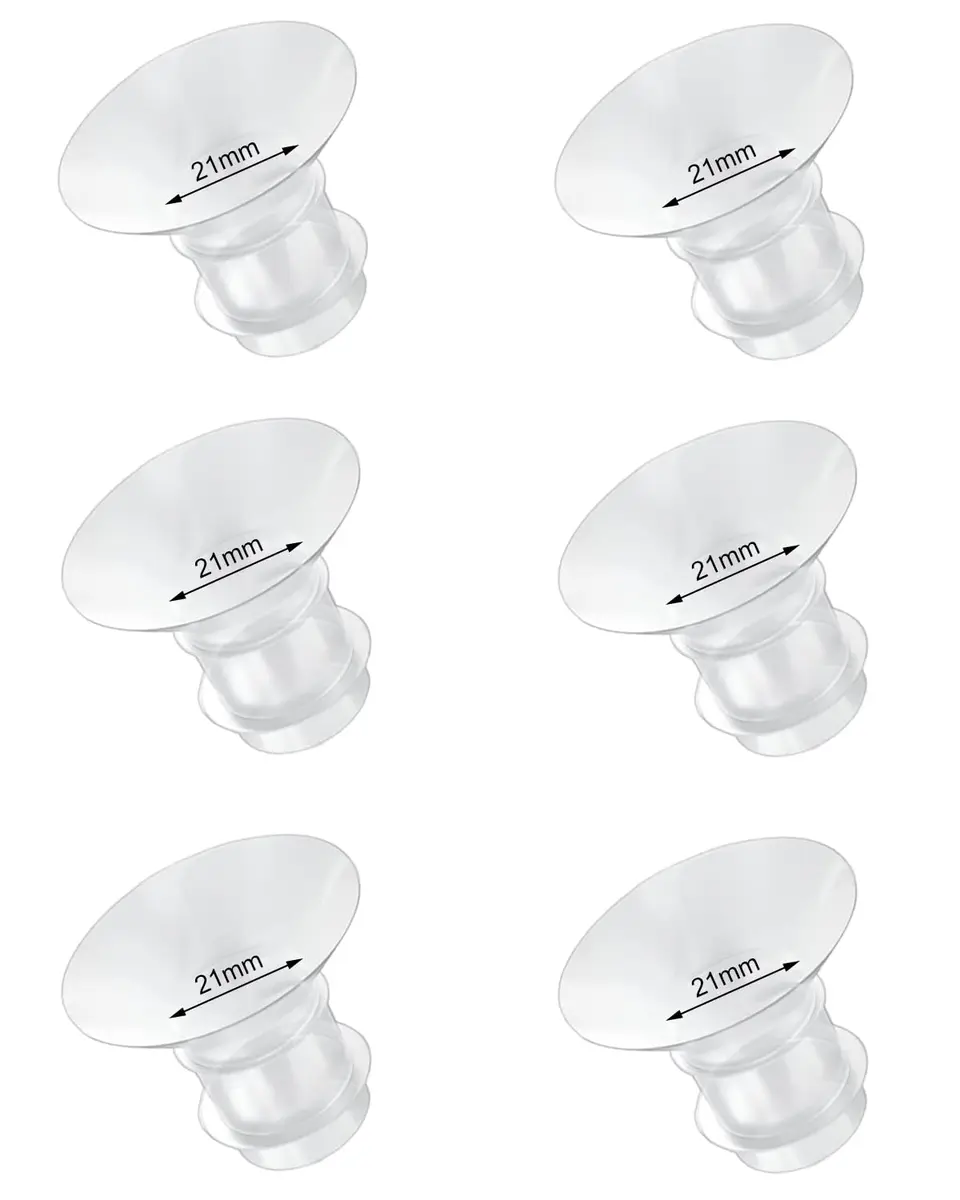 IVARONAL Flange Inserts 21mm | Compatible with Most Breast Pumps, Reduce 24mm Tunnel, Food-Grade Silicone, 6PCS - main product image