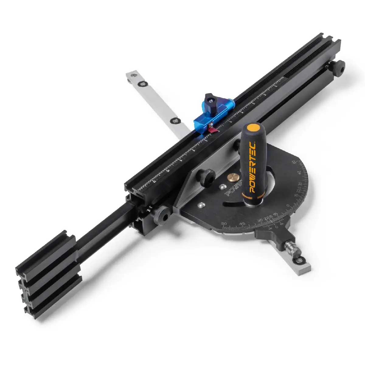 POWERTEC Precision Miter Gauge System for Table Saw Kit w/Telescoping Fence | 11 Preset Angle Stops - main product image