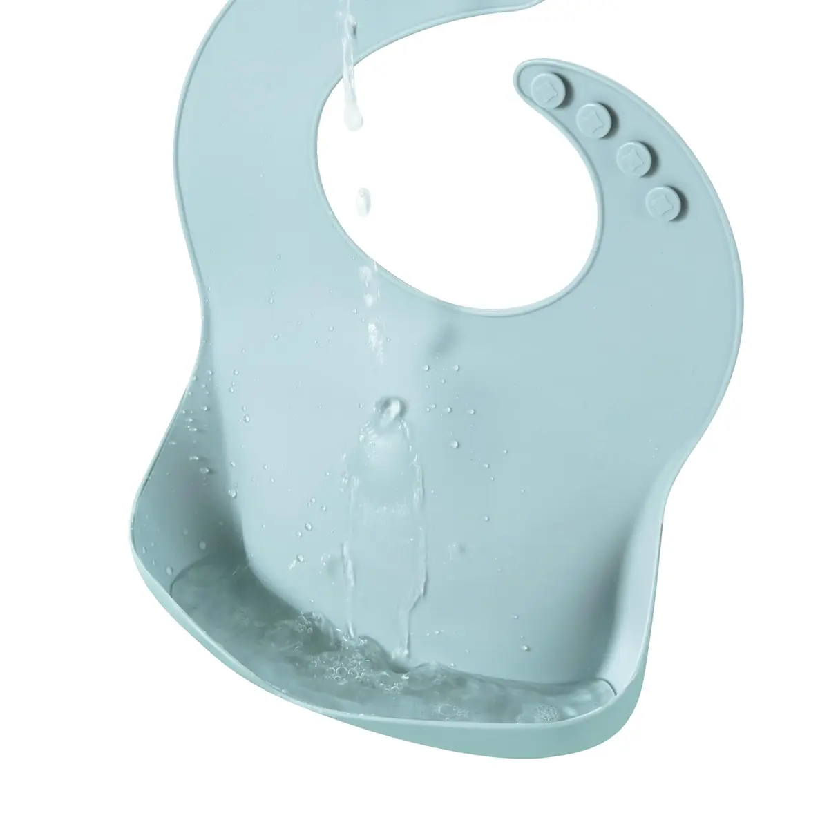 PandaEar 3 Pack Silicone Bibs for Babies & Toddlers, Waterproof Feeding Bib with Large Food Catcher, BPA Free (Blue & Gray) - view 9