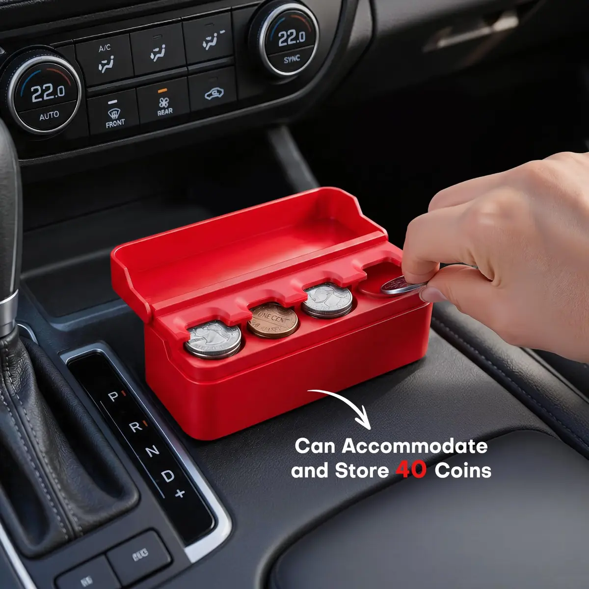 SINGARO Coin Holder for Car, Coin Change Organizer Compatible with Coins of Different Sizes, Dash-Mounted Holder Suitable for Most Cars, Trucks (Red) | Neat, Versatile - view 4