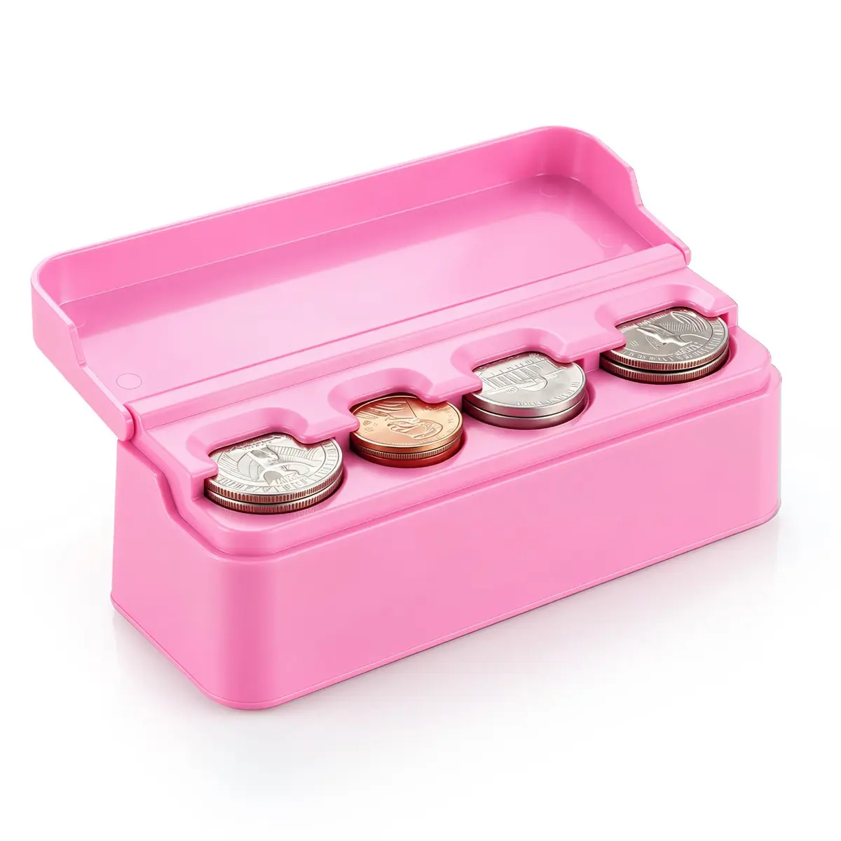 SINGARO Pink Coin Holder for Car, Dash-Mounted Organizer with 4 Slots | 6.8 cm (2.68 in) Width - main product image