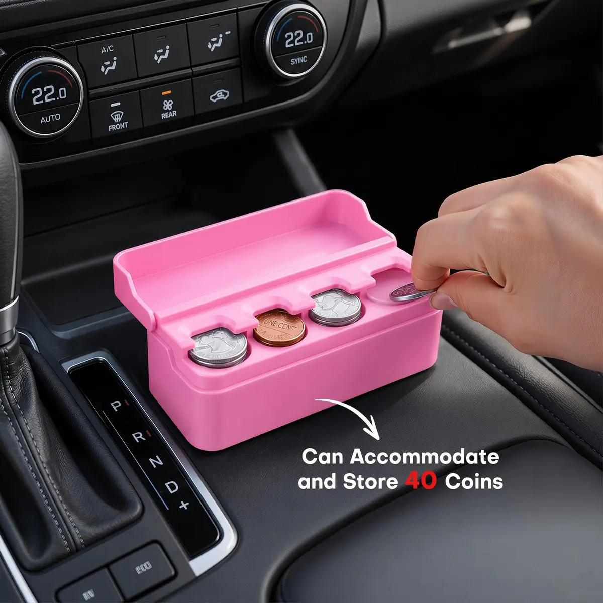 SINGARO Pink Coin Holder for Car, Dash-Mounted Organizer with 4 Slots | 6.8 cm (2.68 in) Width - view 4