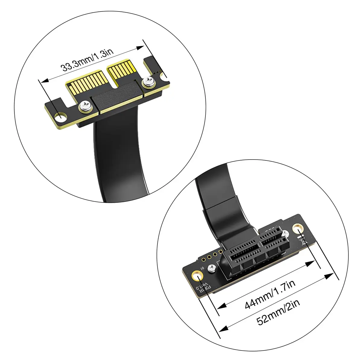 10Gtek PCIe 3.0 Riser Cable X1 to X1 M to F 90° to 90° 10cm (0.33ft) | 40Gbps Extension Cable - view 8