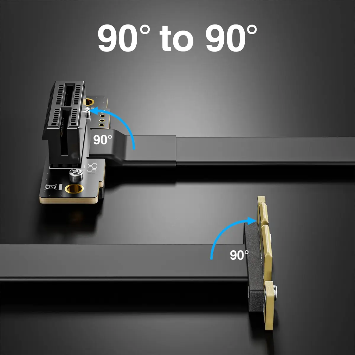 10Gtek PCIe 3.0 x1 Riser Cable 15cm (0.49ft) | Male 90° to Female 90° Extender Jumper for Graphics - view 7
