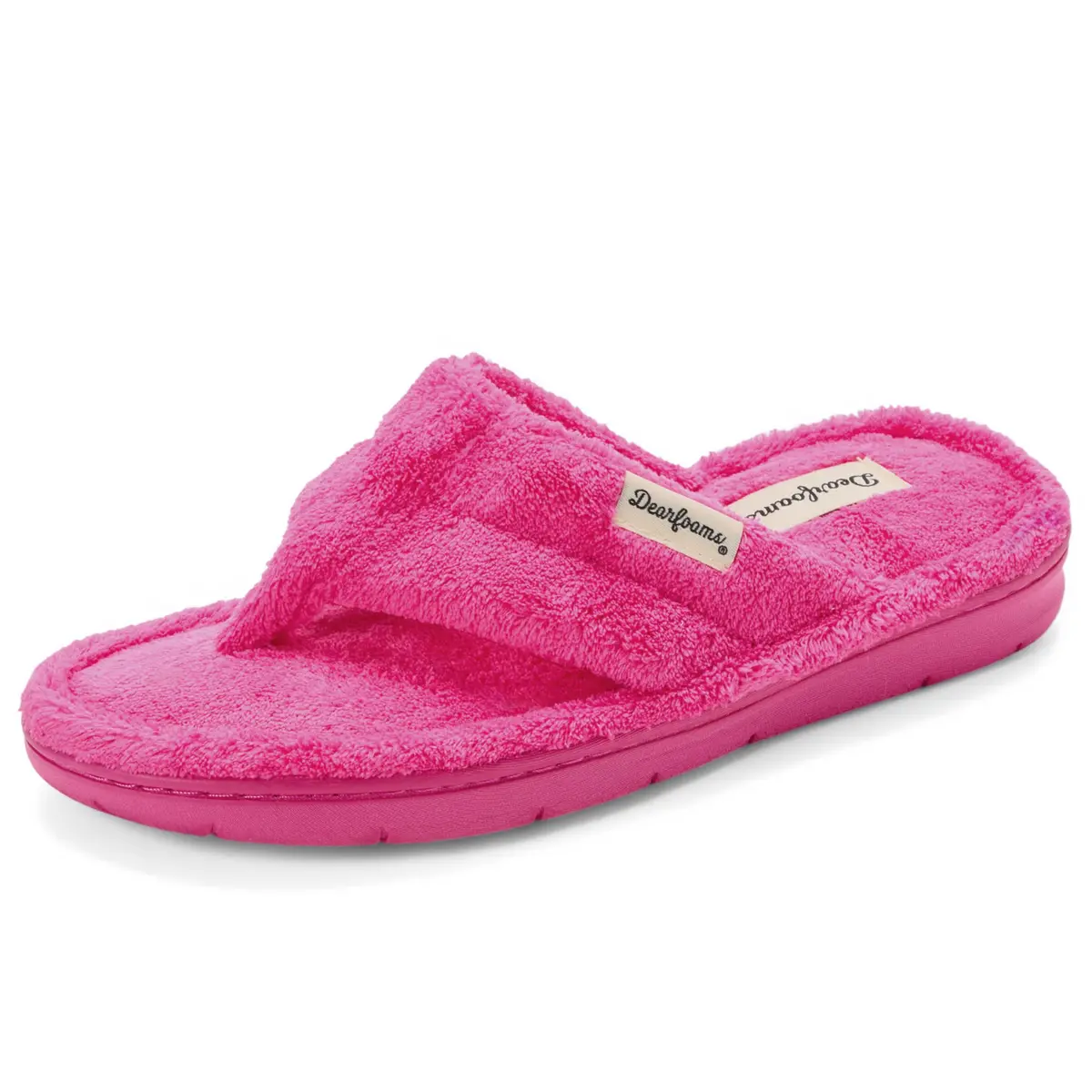 Dearfoams Melanie Terry Thong Slipper, Paradise Pink, 7-8 | Memory Foam Indoor-Outdoor Comfort - main product image