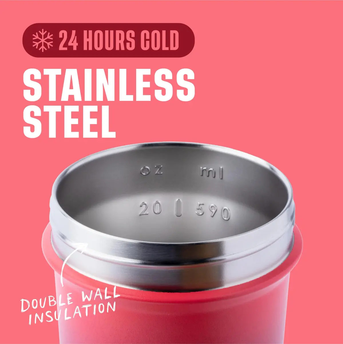 BlenderBottle Sport Sleek Stainless Steel Shaker Bottle 740ml (25 oz) | Keeps Drinks Cold 24 Hours - view 3