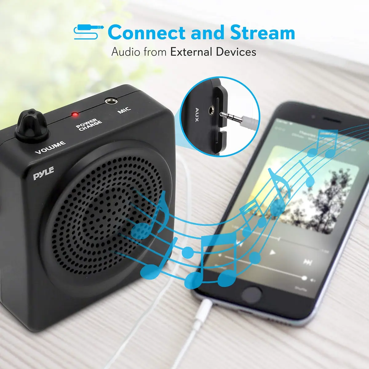 Pyle Portable Voice Amplifier 50W with Headset Mic | Rechargeable Battery, 8+ Hrs Use - view 5