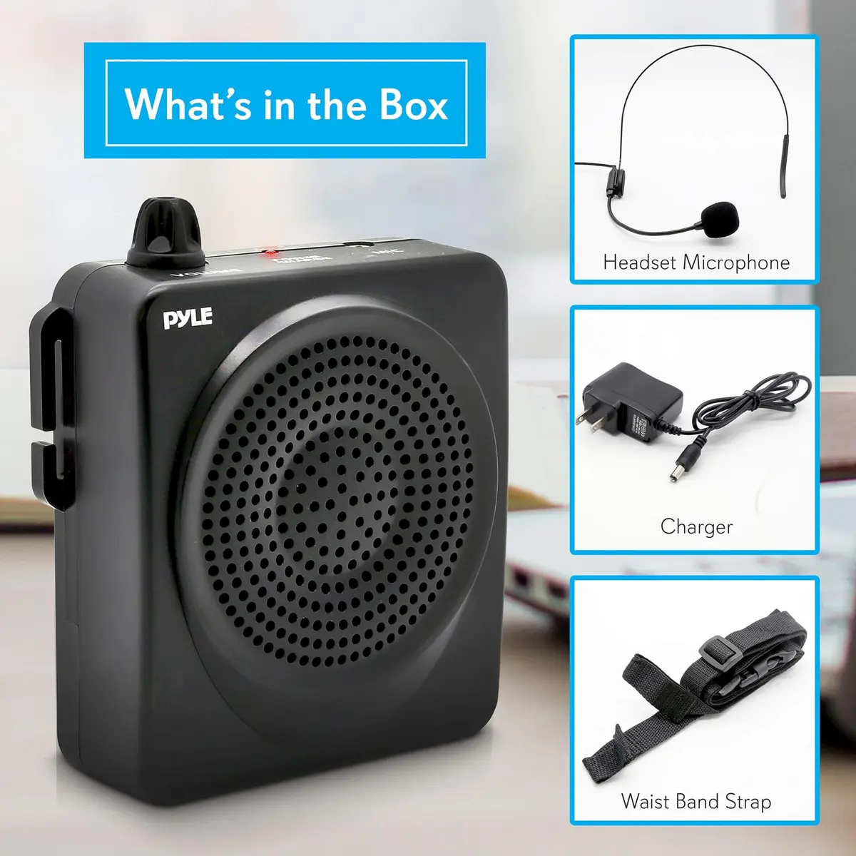 Pyle Portable Voice Amplifier 50W with Headset Mic | Rechargeable Battery, 8+ Hrs Use - view 7